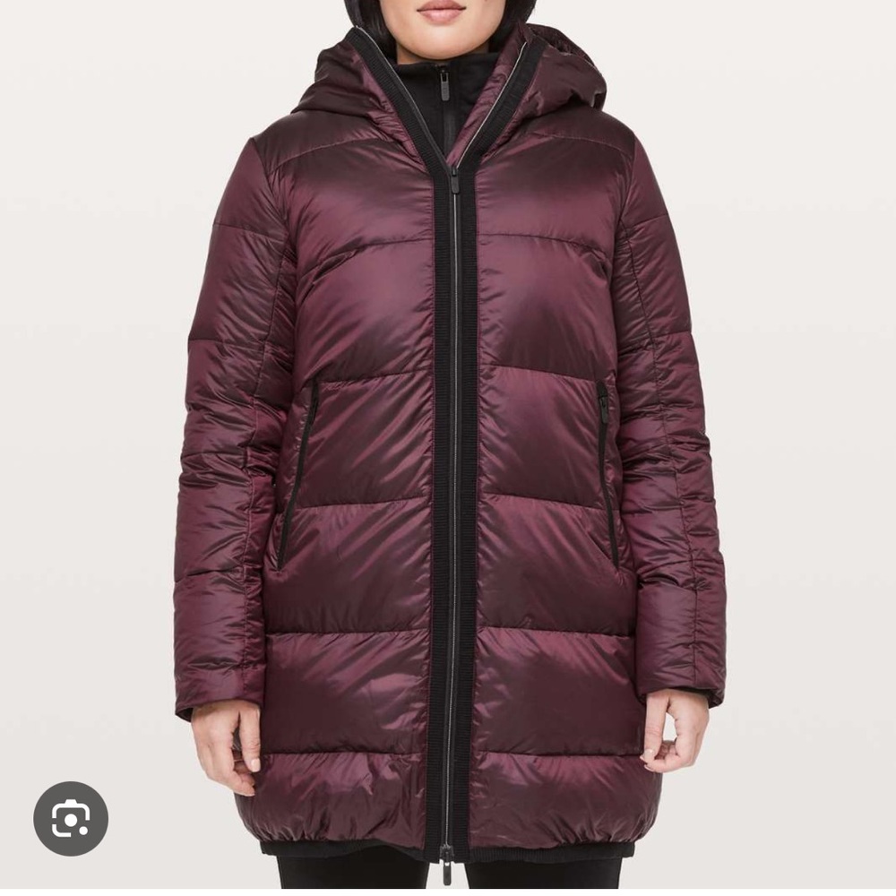 lululemon athletica Women's Puffer Jacket - Burgundy - Cloudscape Long - Size 6